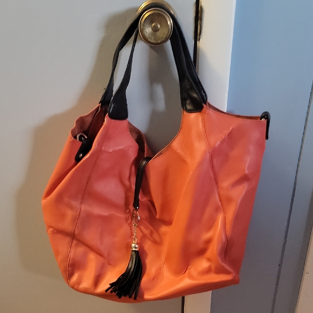 Frank Lyman Design Orange and Black Tote